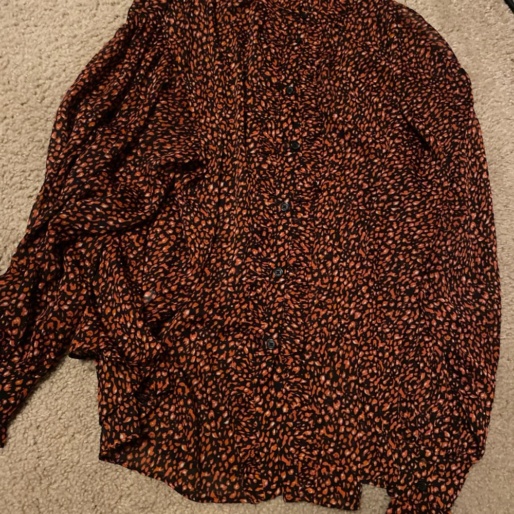 Mango Black and Orange Blouse